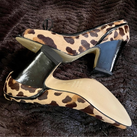 Franco Barbieri Leopard Haircalf Peep-Toe Pump 8 B - Picture 8 of 14
